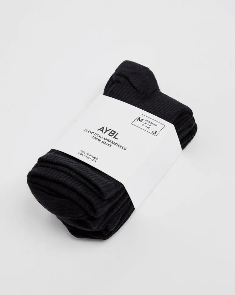 Everyday Embroidered Crew Socks (3 Pack)