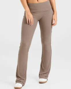 Lounge Ribbed Foldover Flared Leggings