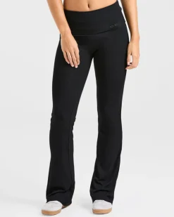Lounge Ribbed Foldover Flared Leggings