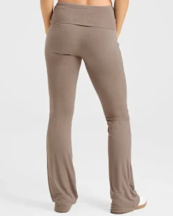 Lounge Ribbed Foldover Flared Leggings