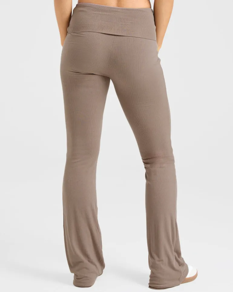 Lounge Ribbed Foldover Flared Leggings