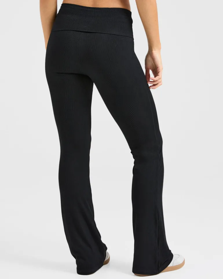 Lounge Ribbed Foldover Flared Leggings