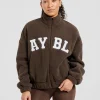 Varsity Oversized Fleece Zip Up Jacket