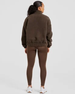 Varsity Oversized Fleece Zip Up Jacket