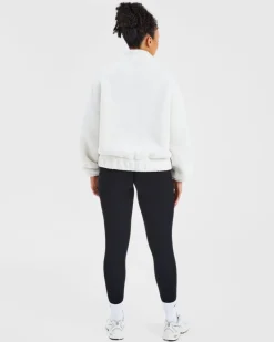 Varsity Oversized Fleece Zip Up Jacket